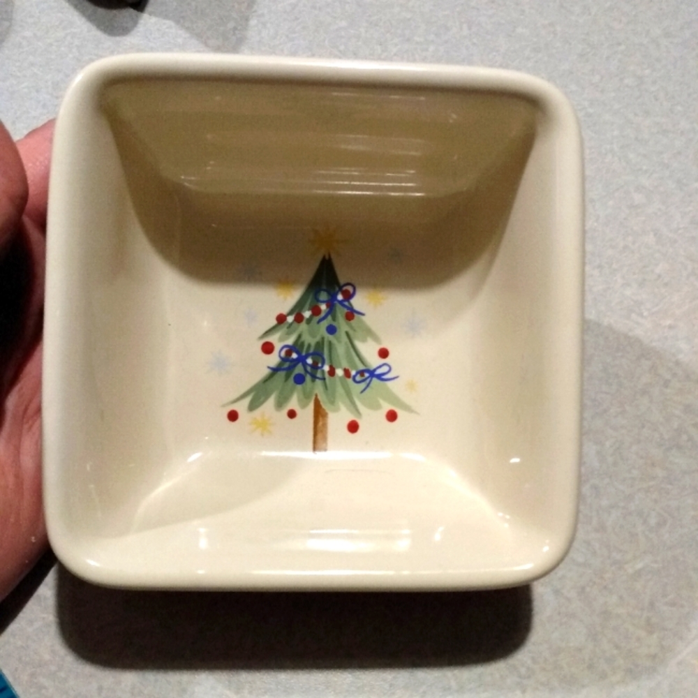 Longaberger small square bowl with tree